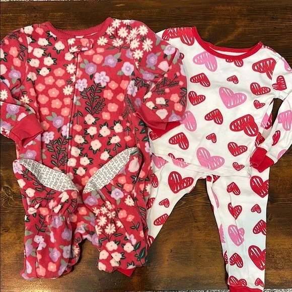 Floral and Heart Pajama Bundle - Baby girl Pajamas - Picture 1 of 7